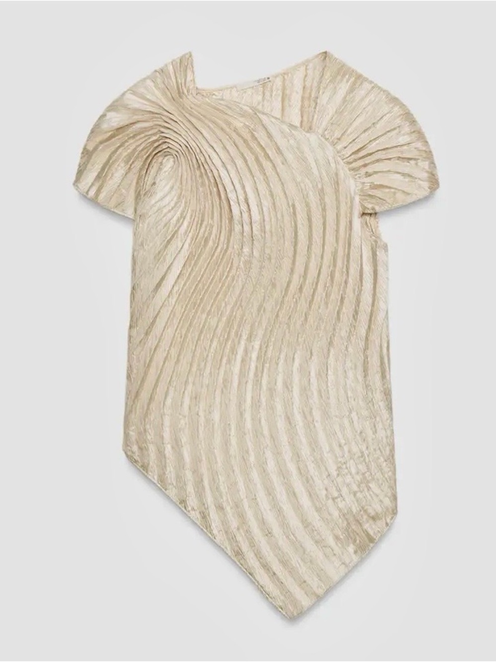 Zara NWT ZW COLLECTION luxurious Pleated Short Sleeve champagne cream formal Top - Picture 9 of 13